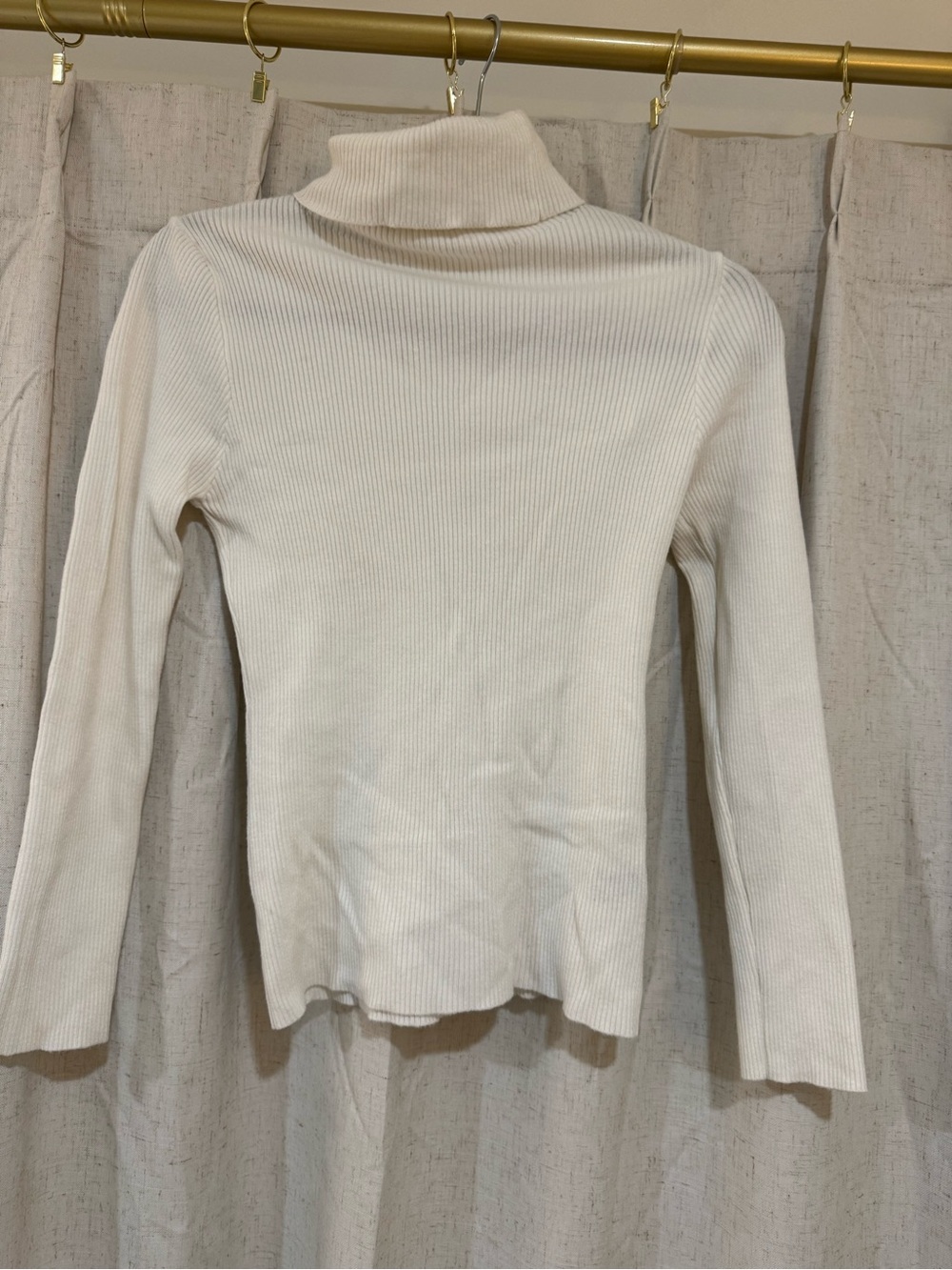 SHEIN white Ribbed Turtleneck Long Sleeve Top